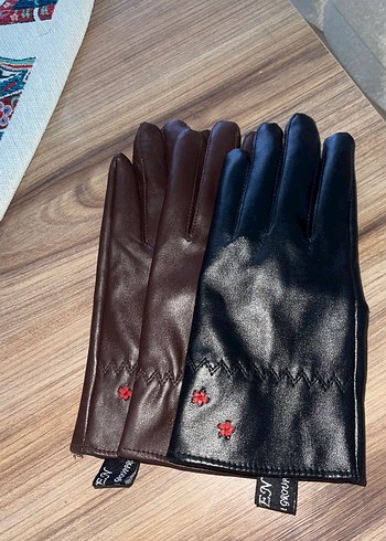 Düğmeli Deri Kadın Eldiveni - Görsel 2