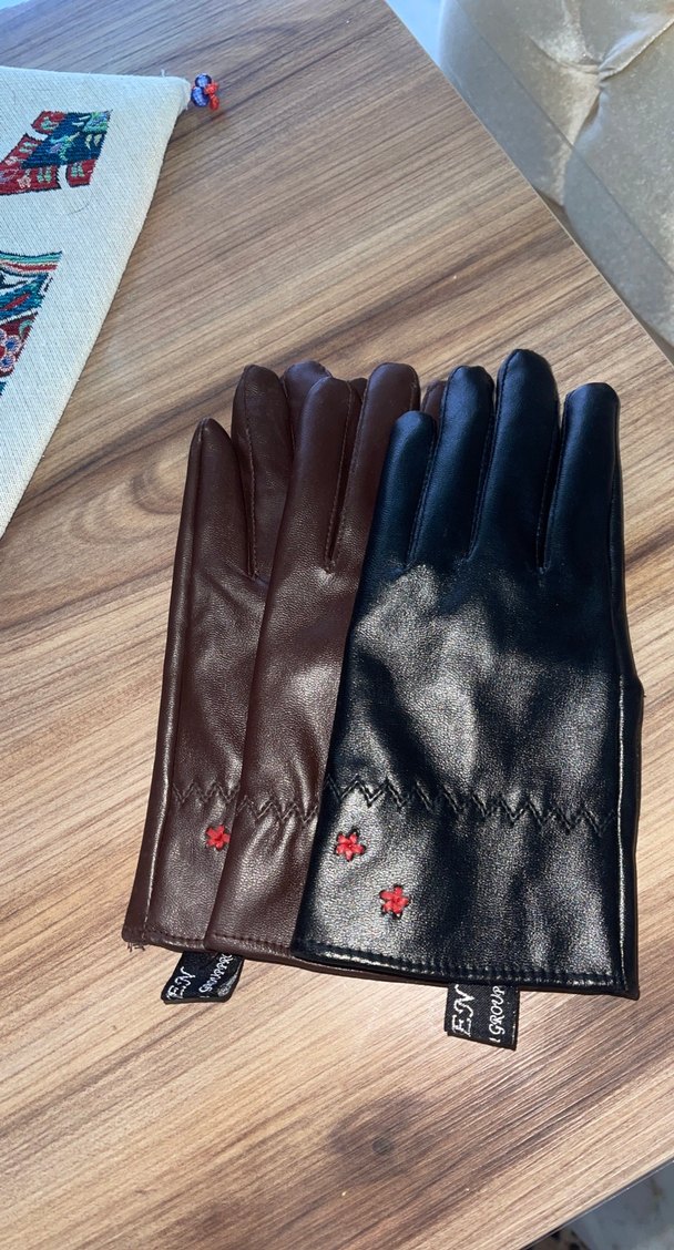 Düğmeli Deri Kadın Eldiveni - Görsel 2