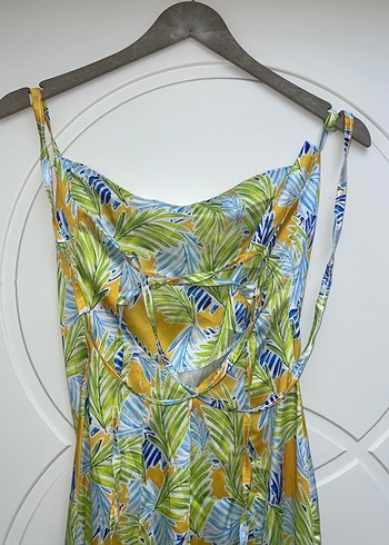 Bohem Çok Renkli Uzun Askılı Elbise - Görsel 4