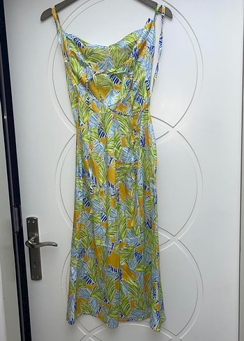 Bohem Çok Renkli Uzun Askılı Elbise - Görsel 5