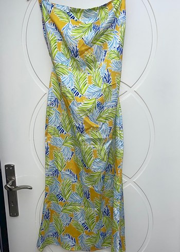 Bohem Çok Renkli Uzun Askılı Elbise - Görsel 2