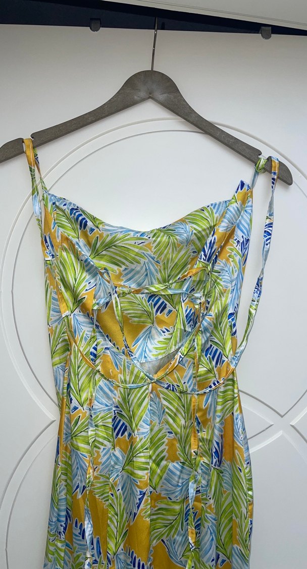 Bohem Çok Renkli Uzun Askılı Elbise - Görsel 4