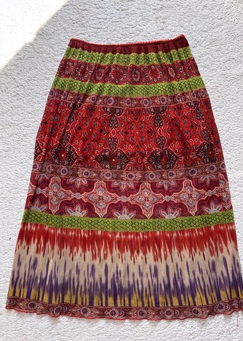 American Vintage Renkli Pilili Bohem Uzun Etek