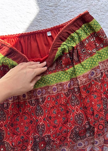 m Beden çeşitli Renk Renkli Pilili Bohem Uzun Etek