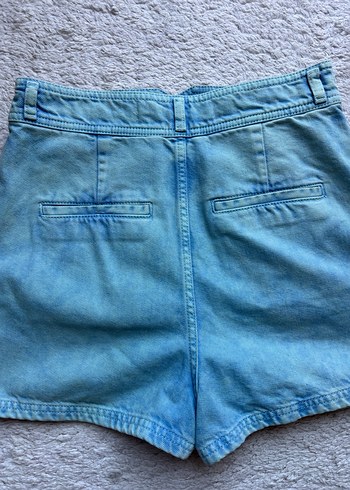 m Beden Düğmeli Mavi Mini Denim Şort
