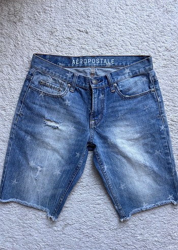 Aeropostale Mavi Rahat Kesim Mini Denim Şort