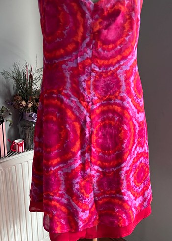 Pembe Tie-Dye Mini Bohem Elbise - Görsel 2