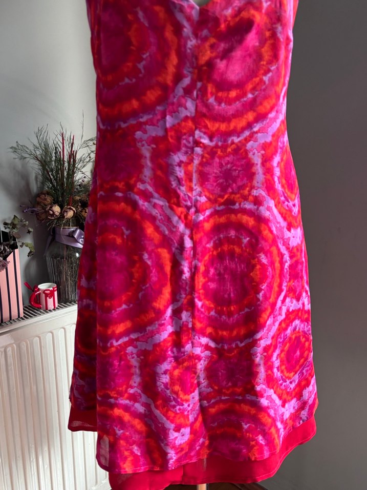 Pembe Tie-Dye Mini Bohem Elbise - Görsel 2