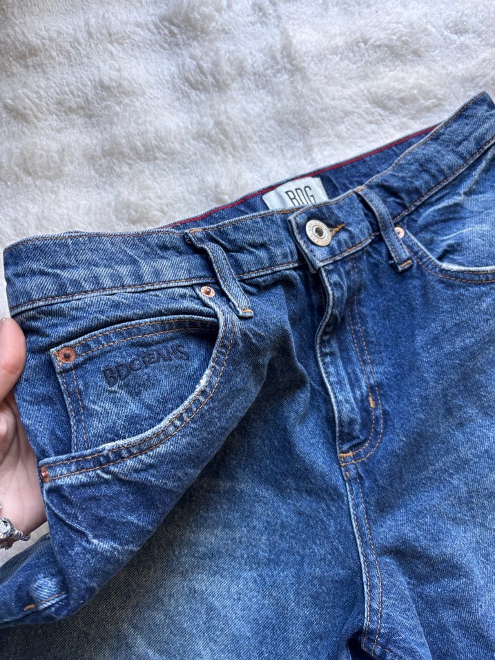 Navy Midi Denim Şort - Görsel 2