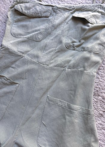 s Beden Bershka Yeşil Keten Askılı Kadın Tulum