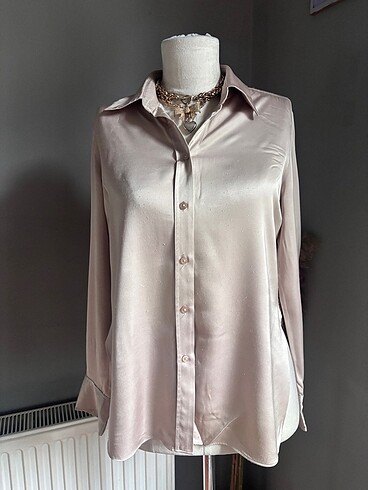 Massimo Dutti Bej Saten Gömlek