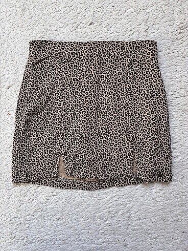 Leopar Desenli Mini Etek