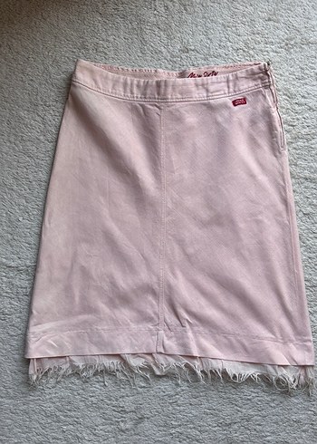 Pembe Midi Kot Kadın Etek