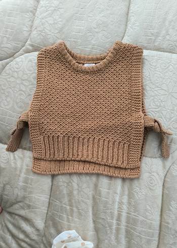 Kız Bebek Örgü Süveterli Bej Takım - Görsel 4