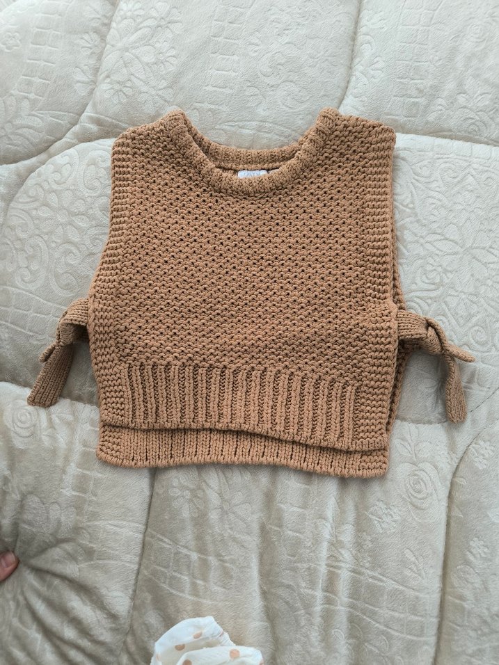 Kız Bebek Örgü Süveterli Bej Takım - Görsel 4