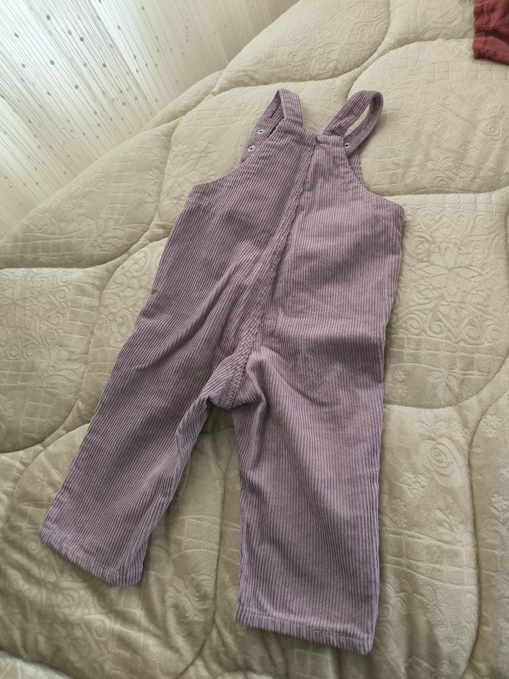 Kız Çocuk Pastel Mor Düğmeli Salopet - Görsel 2