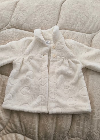 Bebe Yaka Beyaz Pelüş Kız Bebek Mont - Görsel 2