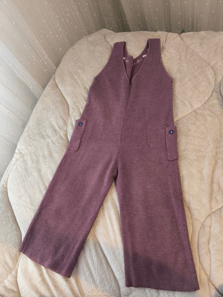 Kızlar için Mor Örgü Salaş Tulum - Görsel 2