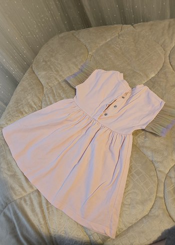 Pembe Nakışlı Kız Çocuk Elbise - Görsel 2