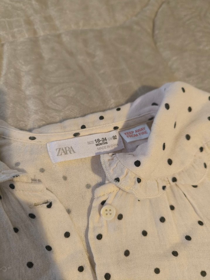 Kız Çocuk Beyaz Puantiyeli Uzun Kollu Gömlek - Görsel 2