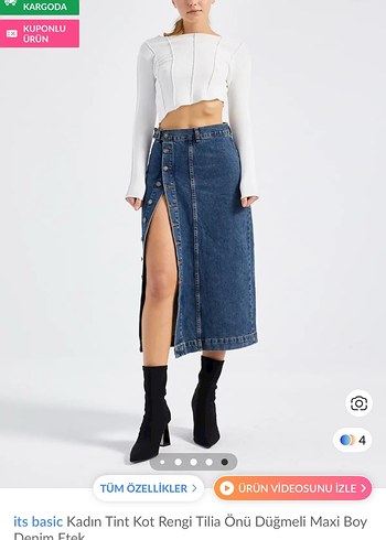 Diğer Düğmeli Uzun Kadın Kot Pantolon