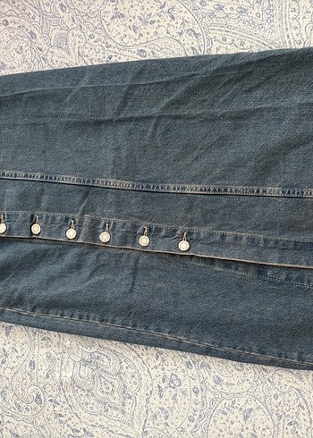 Düğmeli Uzun Kadın Kot Pantolon