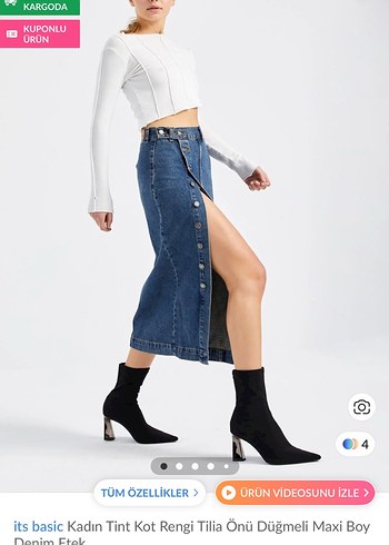 s Beden Düğmeli Uzun Kadın Kot Pantolon