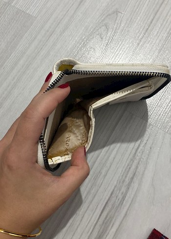 Beden beyaz Renk Beyaz Deri Kadın Fermuarlı Cüzdan