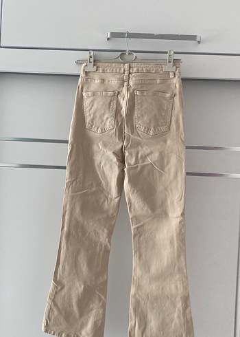 38 Beden ten rengi Renk Bej Kadın Keten Regular Fit Pantolon