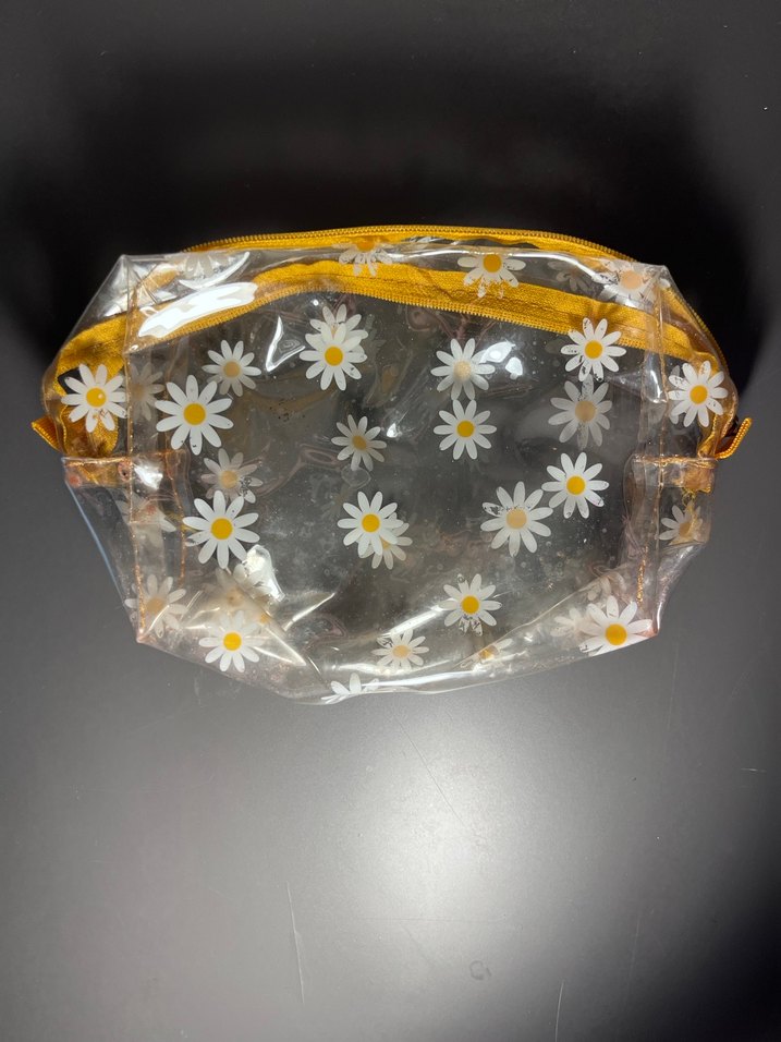 Şeffaf Sarı Papatya Desenli Makyaj Çantası - Görsel 2