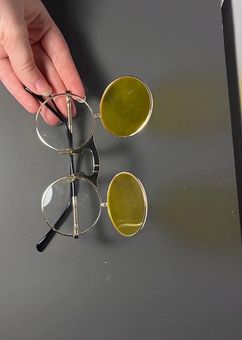 Sarı Retro Yuvarlak Kadın Gözlüğü - Görsel 2