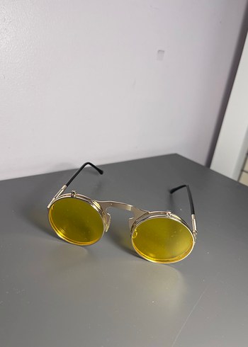 Sarı Retro Yuvarlak Kadın Gözlüğü - Görsel 3
