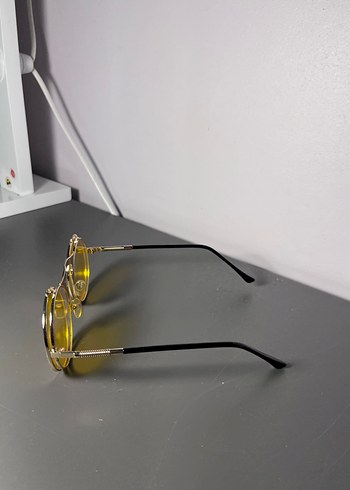 Sarı Retro Yuvarlak Kadın Gözlüğü - Görsel 4