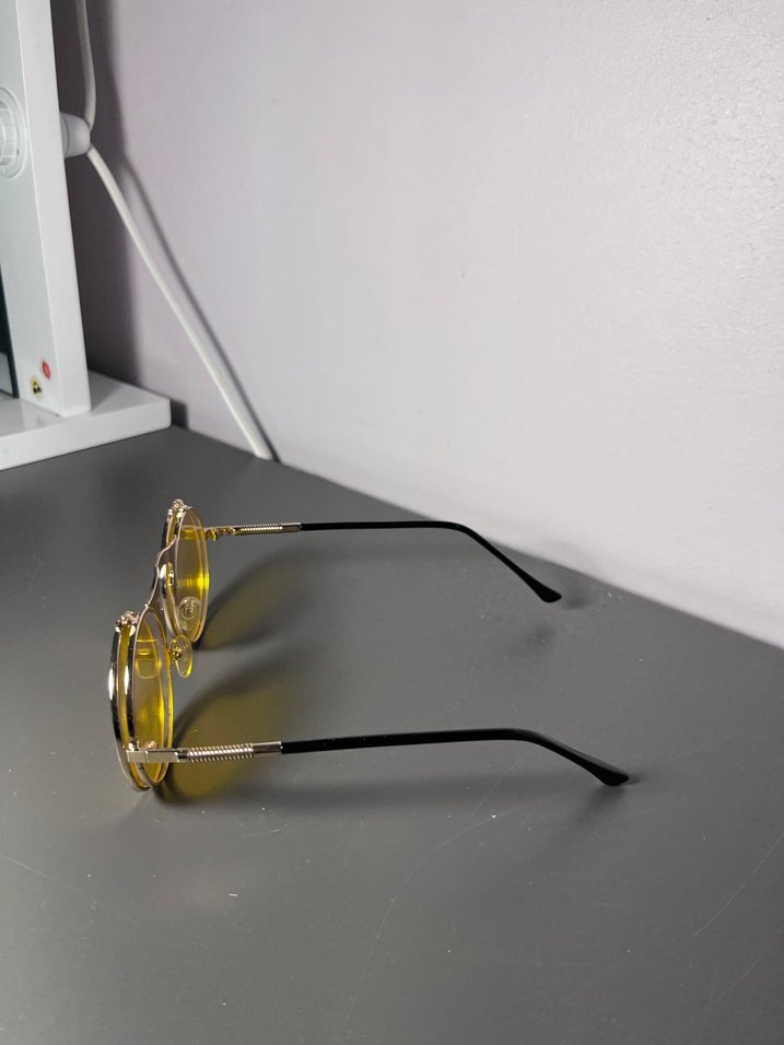 Sarı Retro Yuvarlak Kadın Gözlüğü - Görsel 4