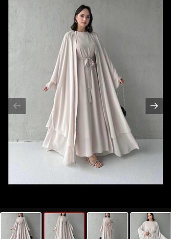Uzun Kollu Beyaz Kadın abaya fiyat temsili - Görsel 2