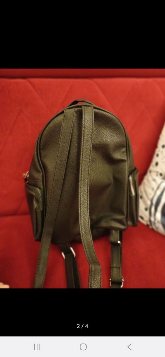 Siyah Deri Fermuarlı Kadın Sırt Çantası - Görsel 2