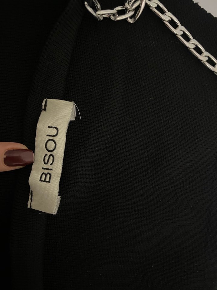 Zincir Detaylı Siyah Straplez Atlet - Görsel 3