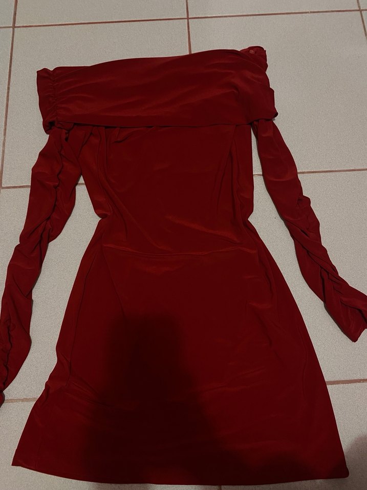 Kırmızı Straplez Mini Elbise - Görsel 2