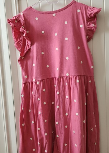 Kız Çocuk Pembe Puantiyeli Fırfırlı Elbise - Görsel 2