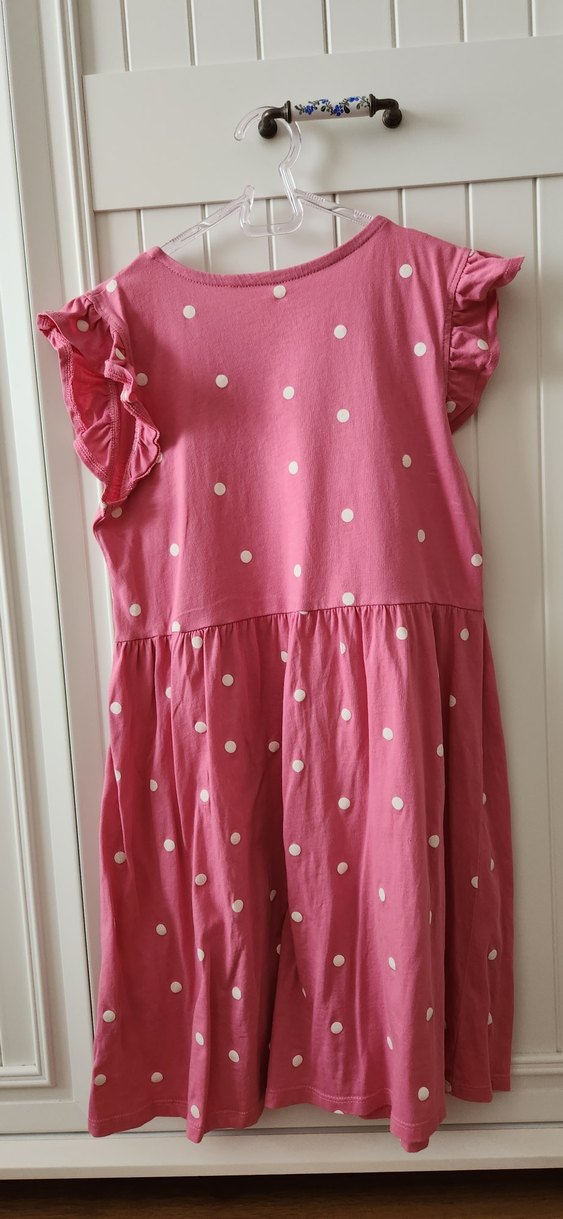 Kız Çocuk Pembe Puantiyeli Fırfırlı Elbise - Görsel 2