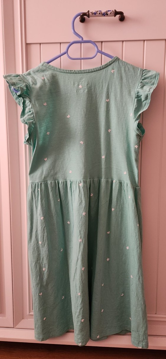 Kız Çocuk Fırfırlı Yeşil Kelebek Elbise - Görsel 2