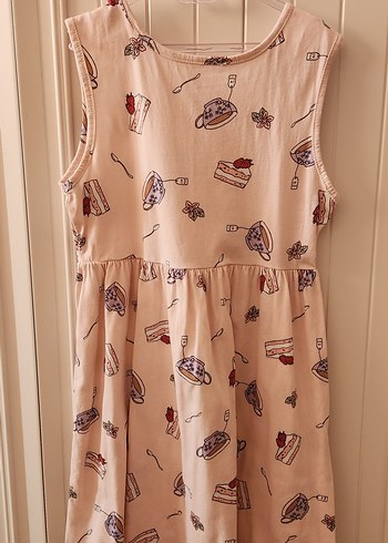 Kız Çocuk Pembe Kolsuz Pamuklu Elbise - Görsel 2