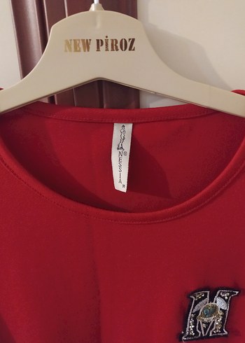 38 Beden Kırmızı Baskılı tunik elbise