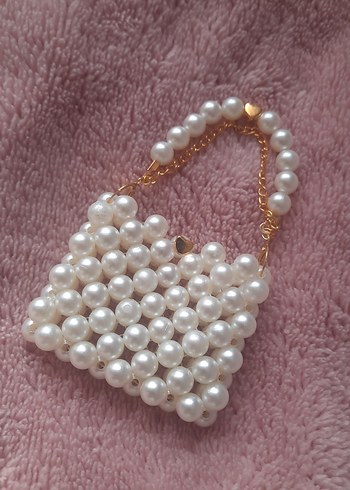 İnci İşlemeli Örgü Kadın Çanta - Görsel 3