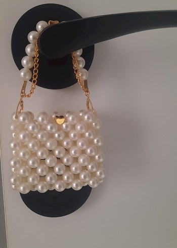 İnci İşlemeli Örgü Kadın Çanta - Görsel 2