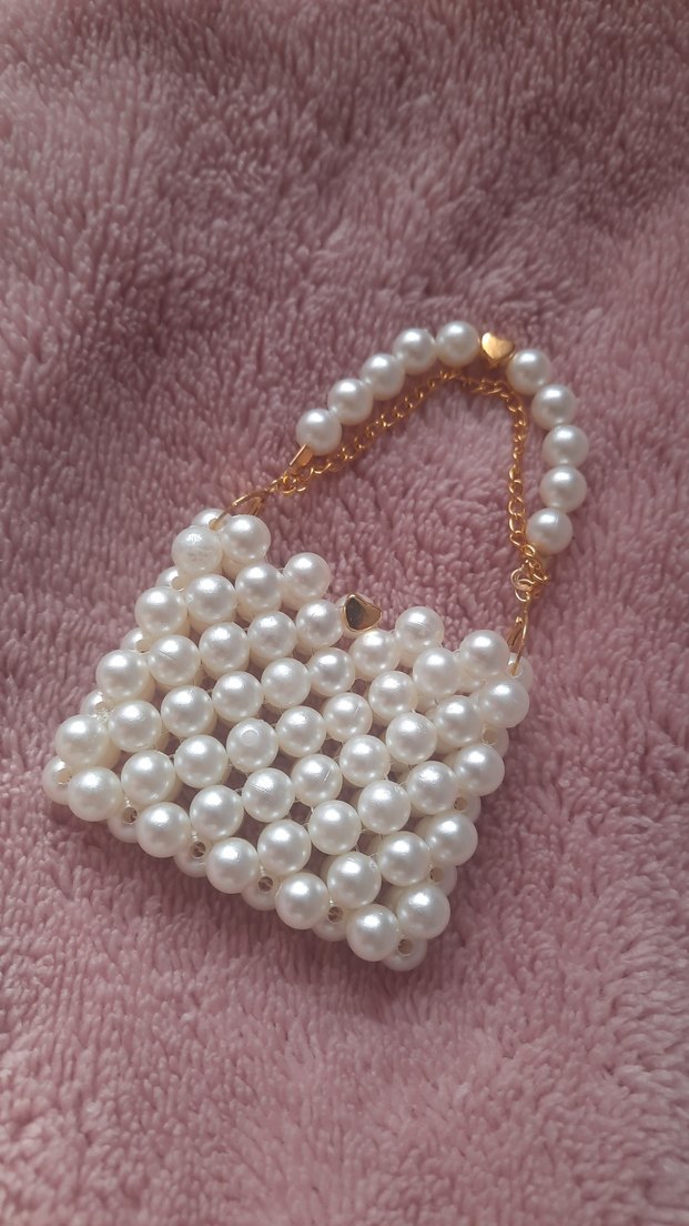 İnci İşlemeli Örgü Kadın Çanta - Görsel 3