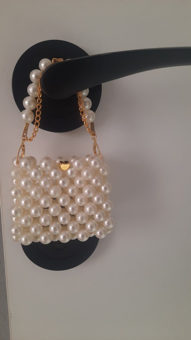 İnci İşlemeli Örgü Kadın Çanta - Görsel 2