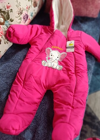 9 Ay Beden pembe Renk Kız bebek tulum