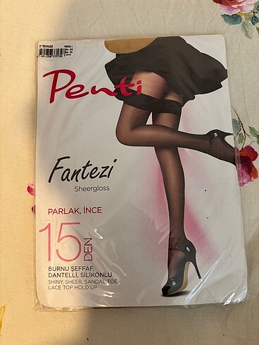 Penti fantezi ince tül jartiyer çorabı