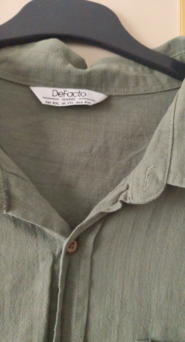 Erkek Keten Kısa Kollu Gömlek - Görsel 3